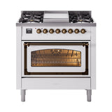 ILVE Nostalgie II Noblesse 36″ Dual Fuel Range Triple Glass Door - UN36FNMP
