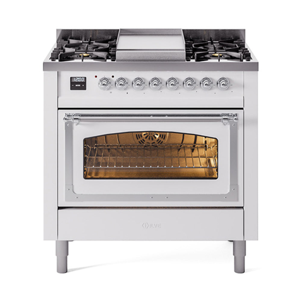 ILVE Nostalgie II Noblesse 36″ Dual Fuel Range Triple Glass Door - UN36FNMP