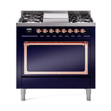 ILVE Nostalgie II Noblesse 36″ Dual Fuel Range with Solid Door - UN36FQNMP