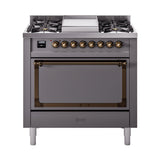 ILVE Nostalgie II Noblesse 36″ Dual Fuel Range with Solid Door - UN36FQNMP