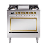 ILVE Nostalgie II Noblesse 36″ Dual Fuel Range with Solid Door - UN36FQNMP