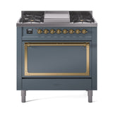 ILVE Nostalgie II Noblesse 36″ Dual Fuel Range with Solid Door - UN36FQNMP