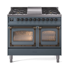 ILVE Nostalgie II Noblesse 40" Dual Fuel Freestanding Range with 9 Sealed Burners + Griddle Triple Glass Door UND40FNMP