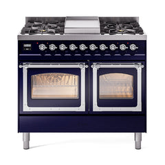 ILVE Nostalgie II Noblesse 40" Dual Fuel Freestanding Range with 9 Sealed Burners + Griddle Triple Glass Door UND40FNMP