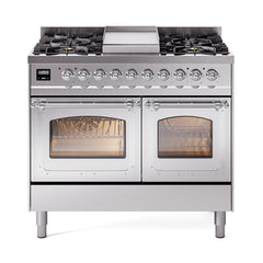 ILVE Nostalgie II Noblesse 40" Dual Fuel Freestanding Range with 9 Sealed Burners + Griddle Triple Glass Door UND40FNMP