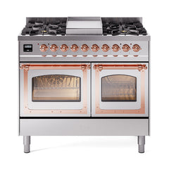 ILVE Nostalgie II Noblesse 40" Dual Fuel Freestanding Range with 9 Sealed Burners + Griddle Triple Glass Door UND40FNMP