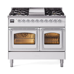 ILVE Nostalgie II Noblesse 40" Dual Fuel Freestanding Range with 9 Sealed Burners + Griddle Triple Glass Door UND40FNMP