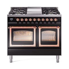 ILVE Nostalgie II Noblesse 40" Dual Fuel Freestanding Range with 9 Sealed Burners + Griddle Triple Glass Door UND40FNMP