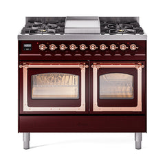 ILVE Nostalgie II Noblesse 40" Dual Fuel Freestanding Range with 9 Sealed Burners + Griddle Triple Glass Door UND40FNMP