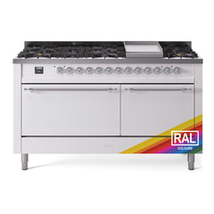 ILVE Nostalgie II Noblesse 60″ Dual Fuel Freestanding Range 9 Sealed Burners + Griddle with Solid Door UN60FQNMP