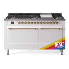 ILVE Nostalgie II Noblesse 60″ Dual Fuel Freestanding Range 9 Sealed Burners + Griddle with Solid Door UN60FQNMP