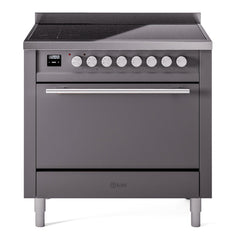 ILVE Professional Plus II 36" Electric Range with 6 Induction Elements Solid Door with Stainless Steel knobs UPI366QMP