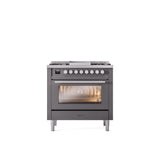 ILVE Professional Plus II 36Inch Freestanding Dual Fuel Range with 6 Sealed Burner - UP36FWMP