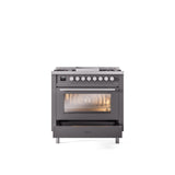 ILVE Professional Plus II 36Inch Freestanding Dual Fuel Range with 6 Sealed Burner - UP36FWMP