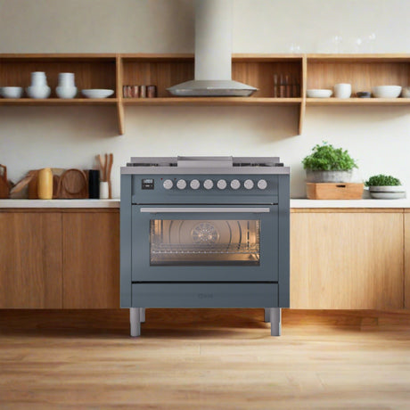 ILVE Professional Plus II 36Inch Freestanding Dual Fuel Range with 6 Sealed Burner UP36FWMP