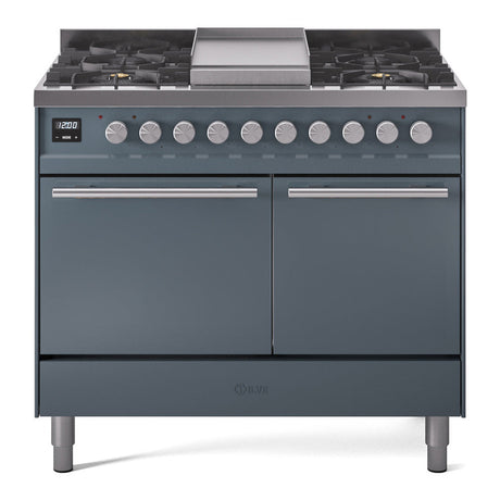 ILVE Professional Plus II 40" Dual Fuel Range with 6 Sealed Burners + Griddle Solid Door UPD40FQMP