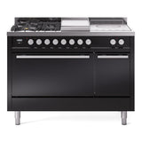 ILVE Professional Plus II 48" Dual Fuel Range with 5 Sealed Burners + Griddle + French Top Solid Door UP48FSQMP