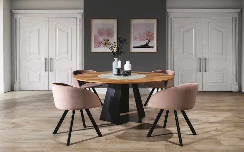 Maxima House Solid Oak Wood Round Dining Table ORIANA