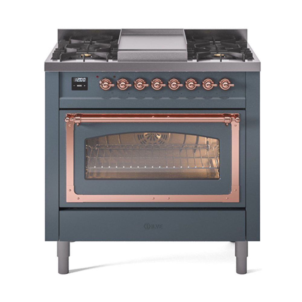 ILVE Nostalgie II Noblesse 36″ Dual Fuel Range Triple Glass Door - UN36FNMP
