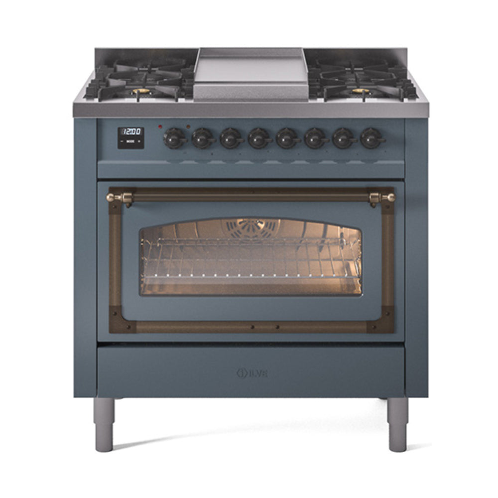 ILVE Nostalgie II Noblesse 36″ Dual Fuel Range Triple Glass Door - UN36FNMP