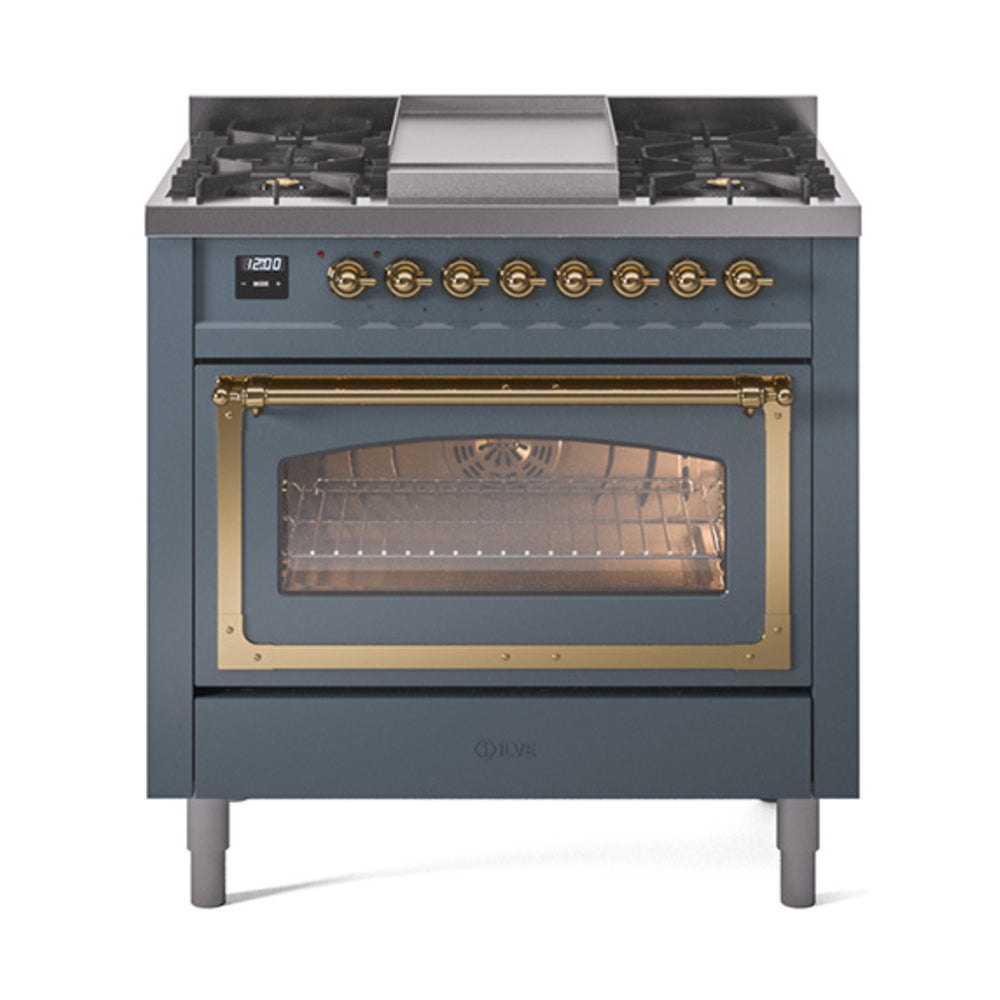 ILVE Nostalgie II Noblesse 36″ Dual Fuel Range Triple Glass Door - UN36FNMP