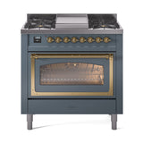 ILVE Nostalgie II Noblesse 36″ Dual Fuel Range Triple Glass Door - UN36FNMP