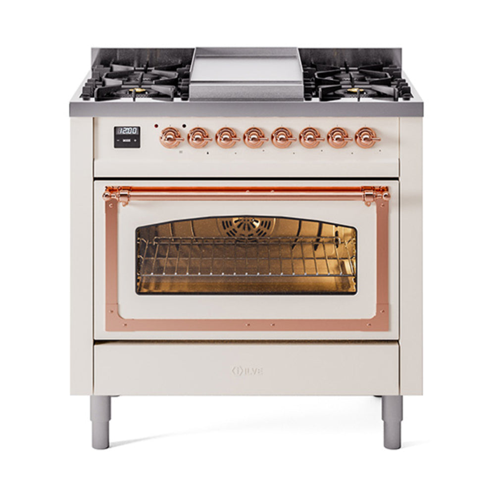 ILVE Nostalgie II Noblesse 36″ Dual Fuel Range Triple Glass Door - UN36FNMP