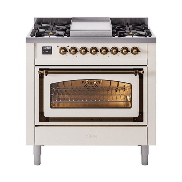 ILVE Nostalgie II Noblesse 36″ Dual Fuel Range Triple Glass Door UN36FNMP