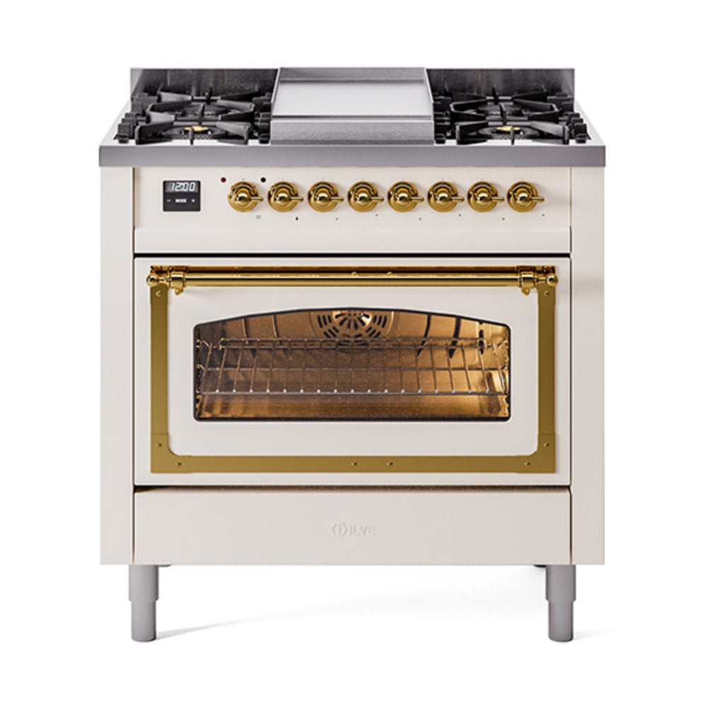 ILVE Nostalgie II Noblesse 36″ Dual Fuel Range Triple Glass Door - UN36FNMP