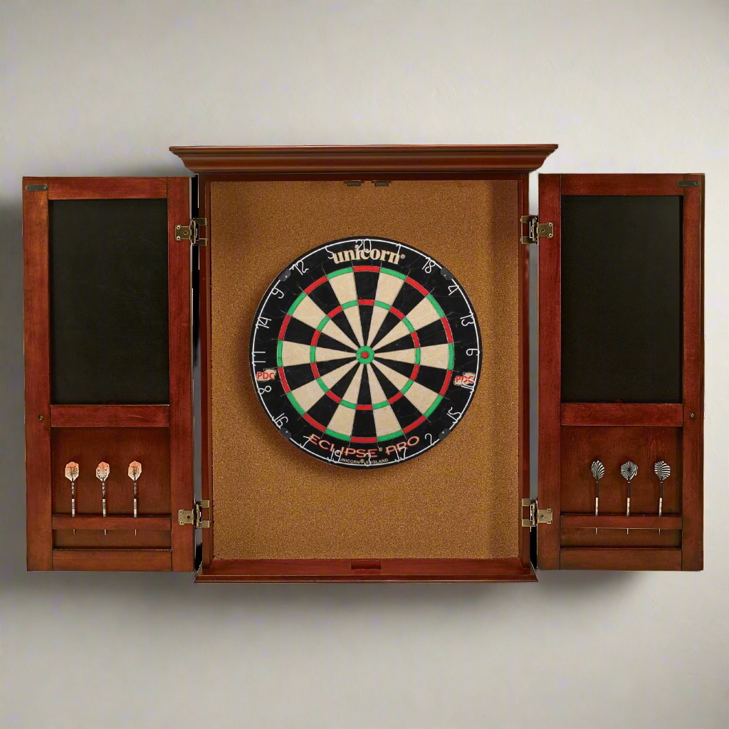 American Heritage Billiards Windsor Dartboard Cabinet (Old World Mahogony)