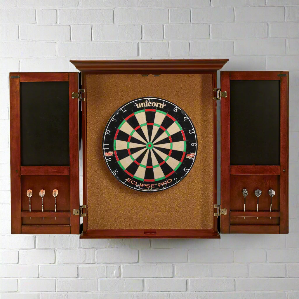 American Heritage Billiards Windsor Dartboard Cabinet (Old World Mahogony)