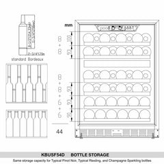 Kings Bottle 24" Dual Zone Built-in Wine Cooler Triple Glassdoor With Two Low-E KBUSF-54D