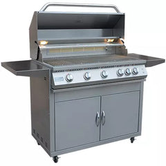 KoKoMo Professional 5 Burner 40 Inch Cart Model BBQ Grill With Lights & Locking Casters