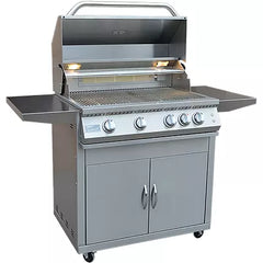 KoKoMo Professional 4 Burner 32 Inch Cart Model BBQ Grill With Lights & Locking Casters