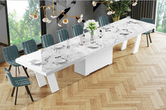 Maxima House Dining Set ALETA 11 pcs. modern glossy Dining Table with 4 self-starting leaves plus 10 chairs