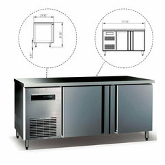 Kings Bottle 59" Two Stainless Steel Door Back Bar Cooler-On Sale KBU380SD