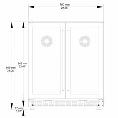 Kings Bottle 30" Under Counter Low-E Glass Door Wine and Beer Cooler Combo KBUSF66BW-SS