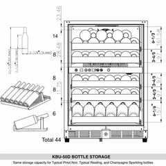 Kings Bottle 48" Glass Door Wine And Beverage Fridge Center Built In KBU50BW3-FG