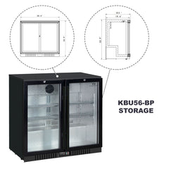 Kings Bottle Commercial Grade Back Bar Fridge, 2 Self-closing Glass Door KBU56BP