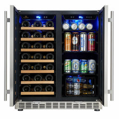 Kings Bottle 30" Under Counter Low-E Glass Door Wine and Beer Cooler Combo KBUSF66BW-SS