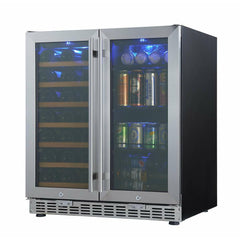 Kings Bottle 30" Under Counter Low-E Glass Door Wine and Beer Cooler Combo KBUSF66BW-SS