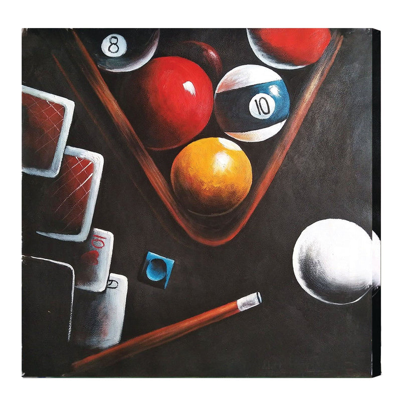 RAM Game Room Oil Painting On Canvas - Balls In Rack/Cue OP1