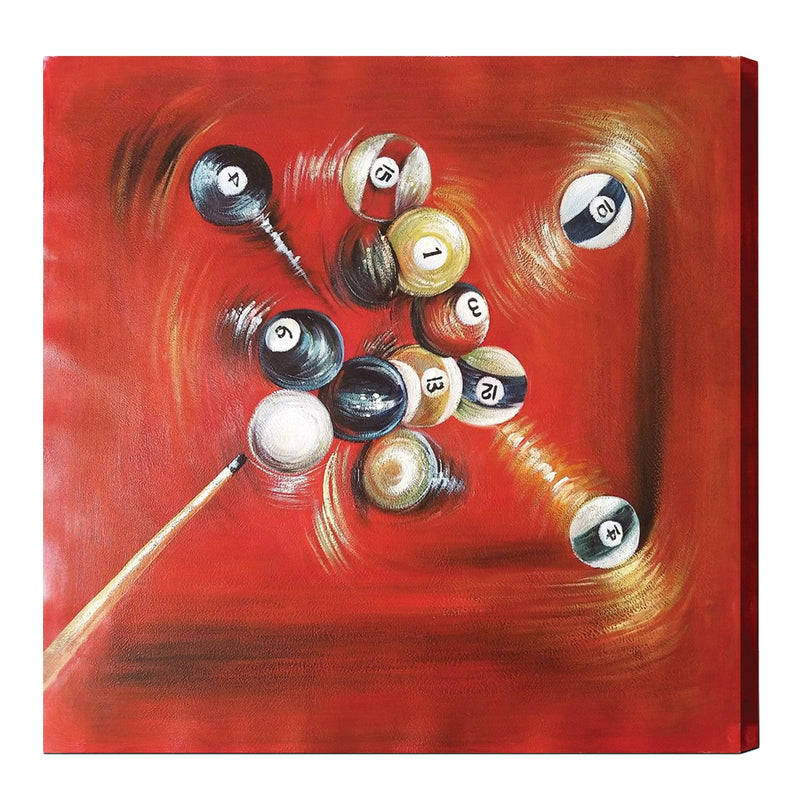 RAM Game Room Oil Painting On Canvas - Balls In Motion With Cue OP5