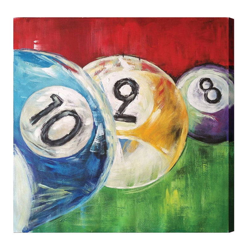 RAM Game Room Oil Painting On Canvas - 2, 8, & 10 Balls In A Row OP6