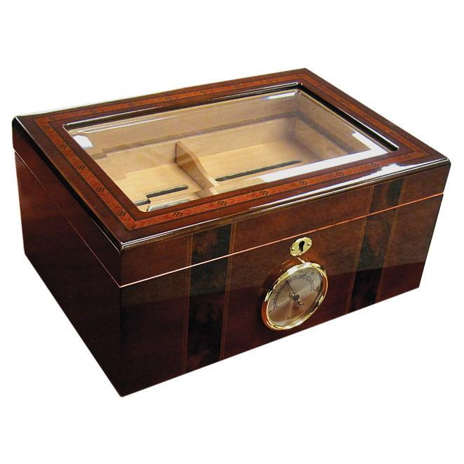 The Ambassador Beveled Glass Top Humidor by Prestige Import Group - 100 Cigar ct