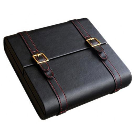The Augustus Black Leather Traveler Humidor by Prestige Import Group 20 Cigar ct