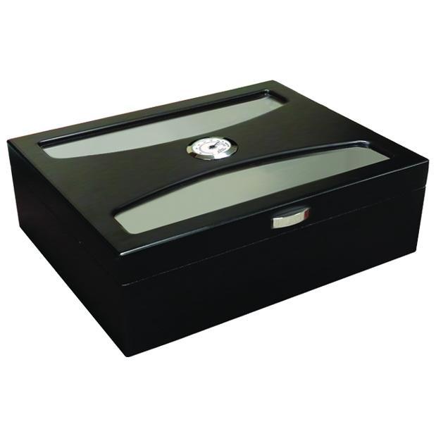 The Delano Black Humidor with UV Glass by Prestige Import Group - 100 Cigar ct