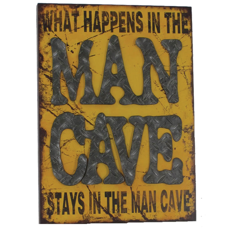 RAM Game Room Metal Sign-What Happens In The Man Cave R857