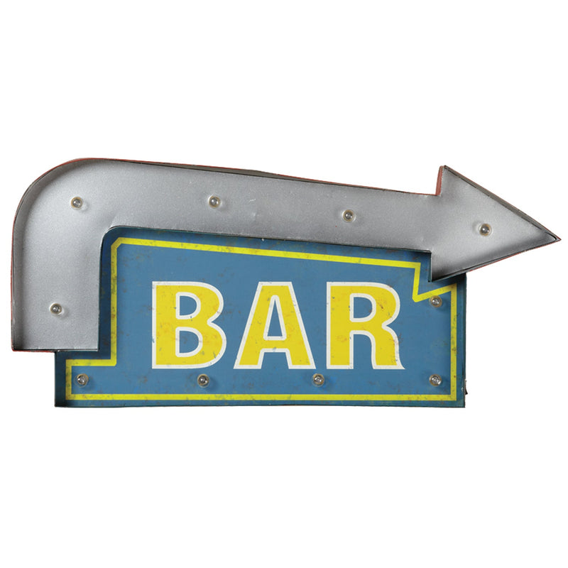 RAM Game Room Metal Sign-Bar Arrow (Blue/Yellow) R870