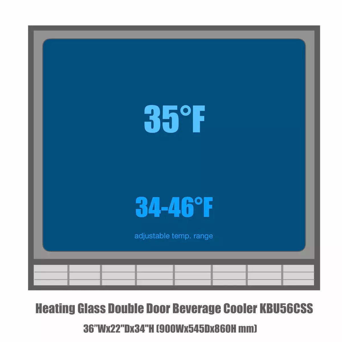 Kings Bottle 36'' Heating Glass 2 Door Built In Beverage Fridge KBU56M